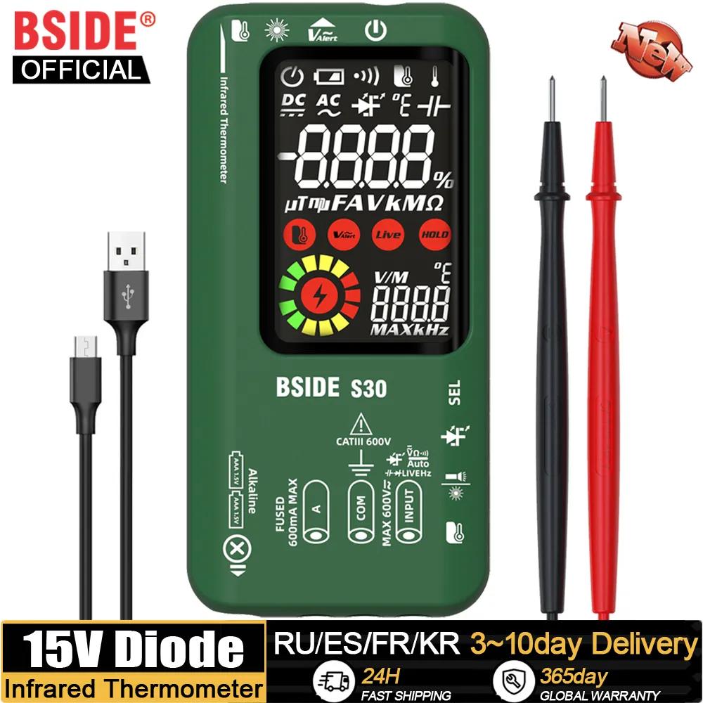 BSIDE Ʈ  Ƽ ܼ µ 15V ̿ LED ׽ True RMS 9999 DC AC   Ƽ DMM